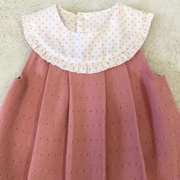 Pili Carrera Baby Girl Pink Polka Dot Dress Size 18 Months - Picture 2 of 11
